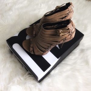 Michael Antonio Snake Print Caged Sandals